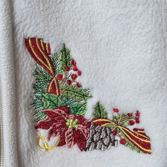 Karen Scott Holiday Embroidered Fleece Vest Size Large White Winter Christmas - Picture 4 of 8